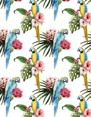 Window blind Parrot on flowers