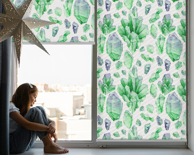 Roller blind for window Green crystals