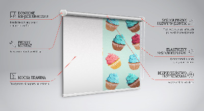Roller blind for window Cupcakes