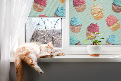 Roller blind for window Cupcakes