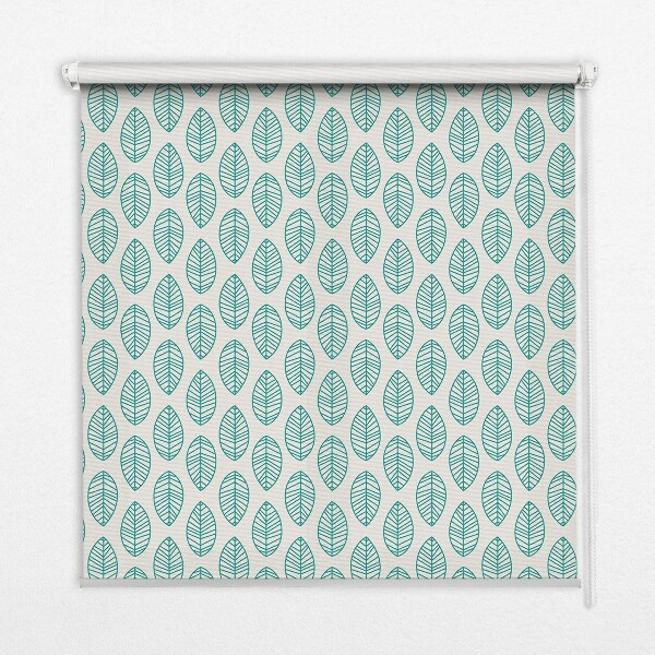 Roller blind for window Blue leaves