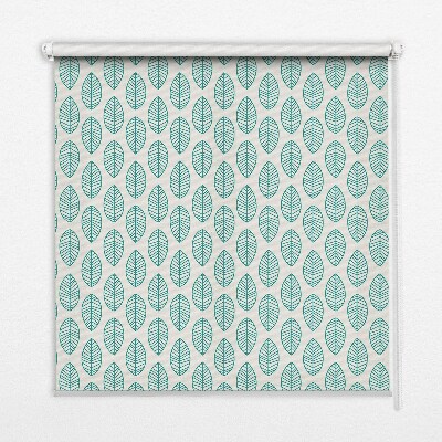 Roller blind for window Blue leaves