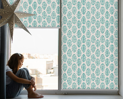 Roller blind for window Blue leaves