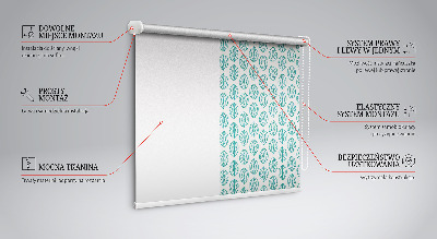 Roller blind for window Blue leaves