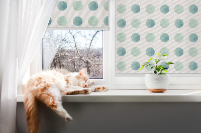 Window blind Turquoise dots white background