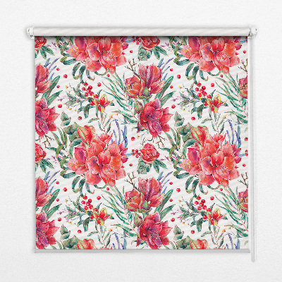 Kitchen roller blind Red flowers