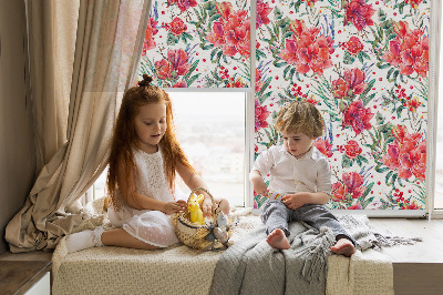 Kitchen roller blind Red flowers