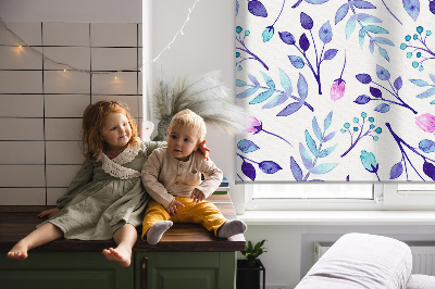 Kitchen roller blind Blue flowers