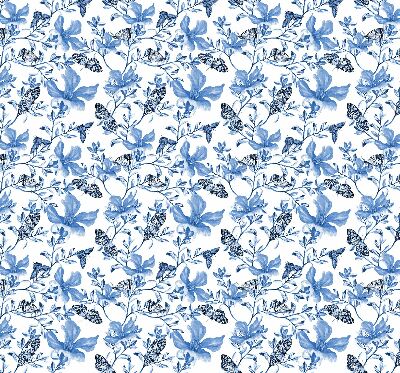 Kitchen roller blind Blue butterflies