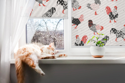 Kitchen roller blind Roosters