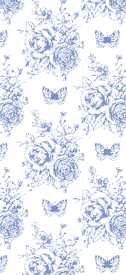 Roller blind Blue flowers and butterflies