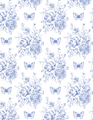 Roller blind Blue flowers and butterflies