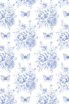 Roller blind Blue flowers and butterflies