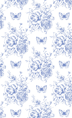 Roller blind Blue flowers and butterflies