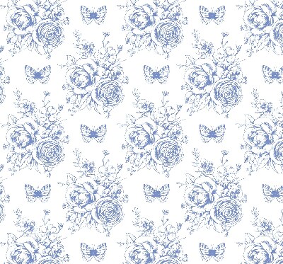 Roller blind Blue flowers and butterflies