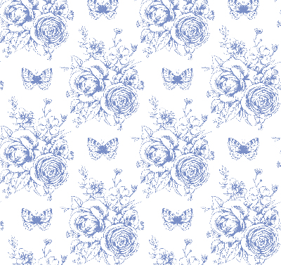 Roller blind Blue flowers and butterflies