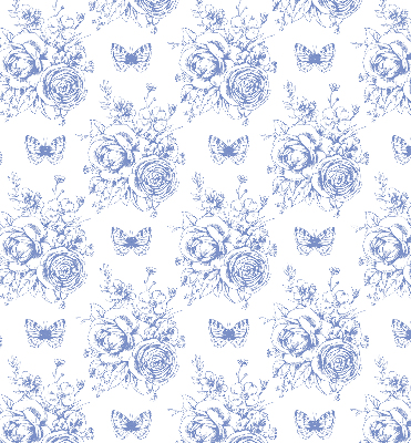 Roller blind Blue flowers and butterflies