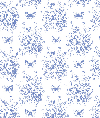 Roller blind Blue flowers and butterflies