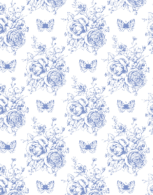 Roller blind Blue flowers and butterflies