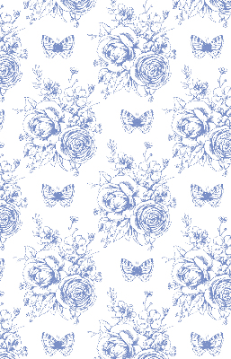 Roller blind Blue flowers and butterflies