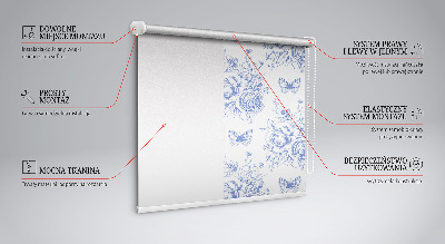 Roller blind Blue flowers and butterflies