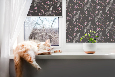 Daylight roller blind Herons and flowers