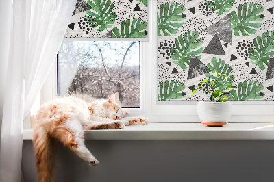 Roller blind for window Dot triangles leaves