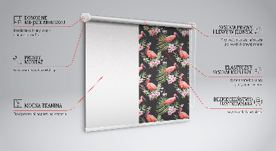 Roller blind for window Flamingo on plants