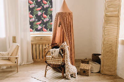 Roller blind for window Flamingo on plants