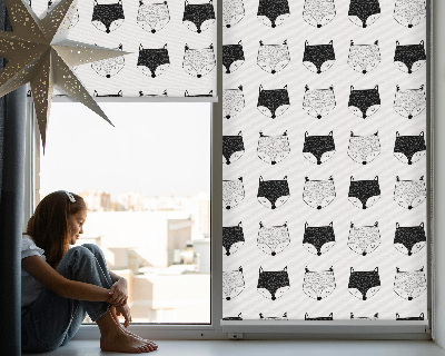 Kitchen roller blind Drawed fox heads