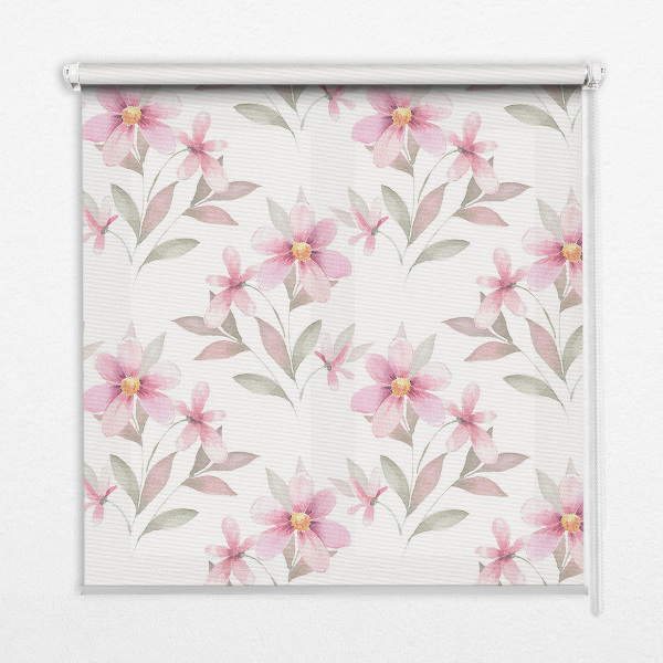 Kitchen roller blind Pink flowers