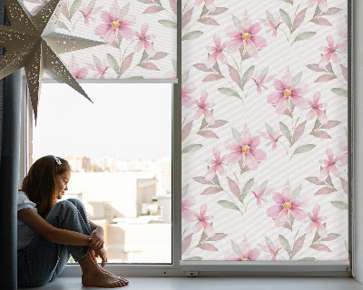 Kitchen roller blind Pink flowers