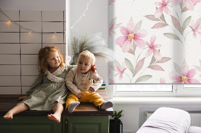 Kitchen roller blind Pink flowers