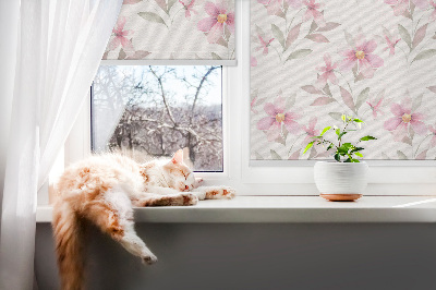 Kitchen roller blind Pink flowers