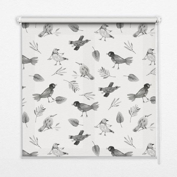 Kitchen roller blind Drawed birds and leaves