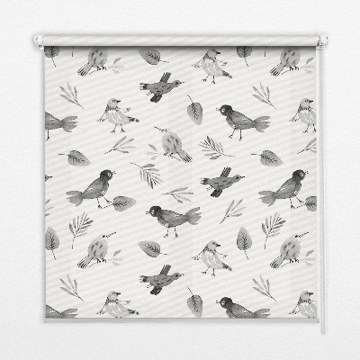 Kitchen roller blind Drawed birds and leaves