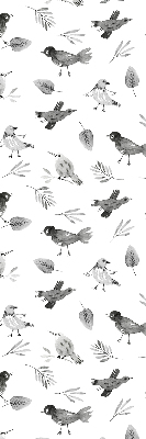 Kitchen roller blind Drawed birds and leaves