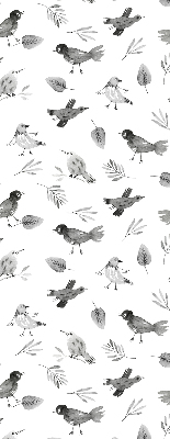 Kitchen roller blind Drawed birds and leaves