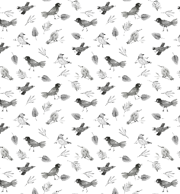 Kitchen roller blind Drawed birds and leaves