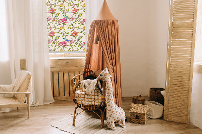 Roller blind for window Birds on flowers