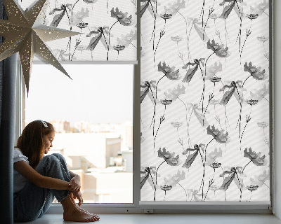 Roller blind for window Drawed flowers