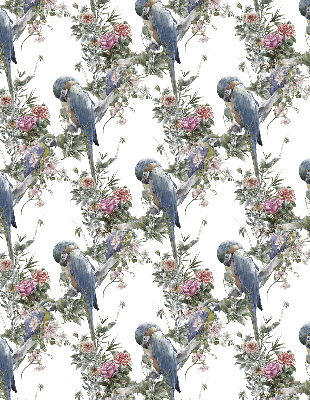 Daylight roller blind Parrots on flowers