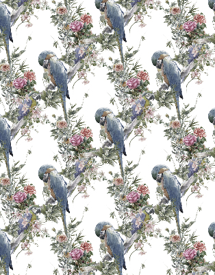 Daylight roller blind Parrots on flowers