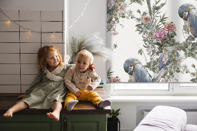 Daylight roller blind Parrots on flowers