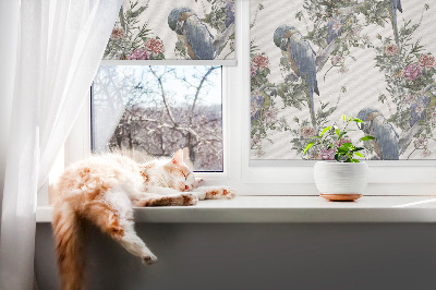 Daylight roller blind Parrots on flowers