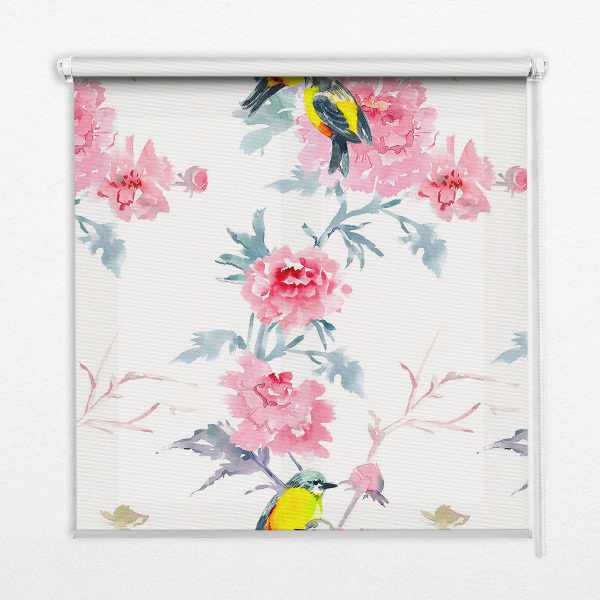 Roller blind Birds on flowers