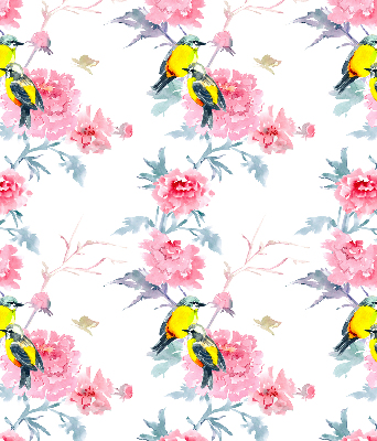 Roller blind Birds on flowers