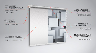 Roller blind Gray 3D squares