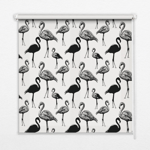 Daylight roller blind Black flamingos