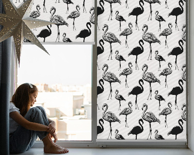 Daylight roller blind Black flamingos